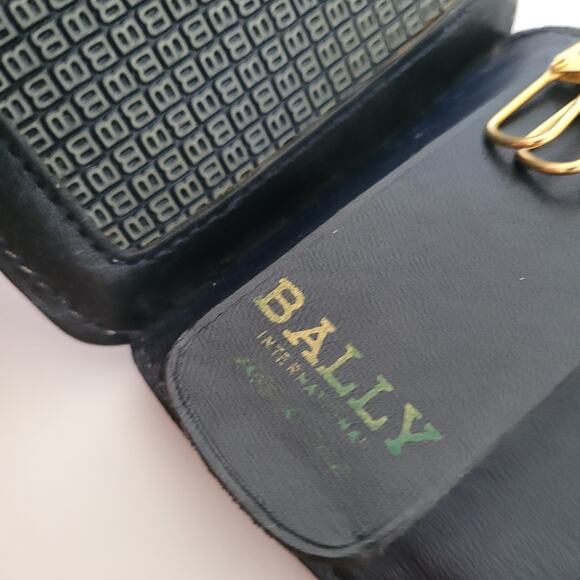 Bally Vintage Coin Key Holder Wallet Leather Mini Navy Blue Bifold Small Logo - Picture 4 of 9